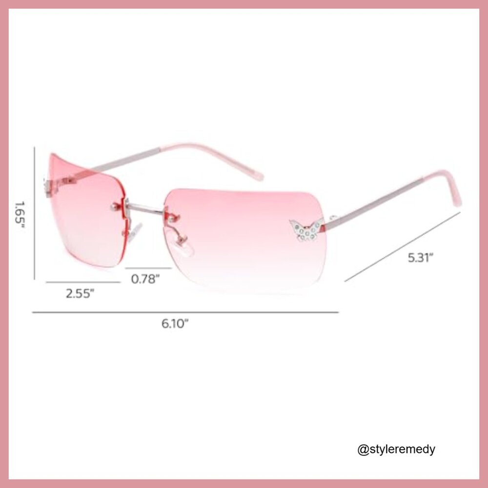 Metal Frameless Rectangular Sunglasses with UV400… - image 7